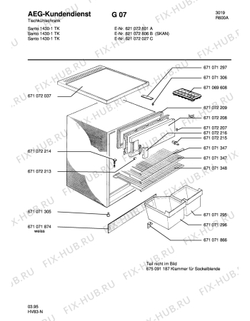 Схема №2 SAN1442-1 TK с изображением Рамка для холодильника Aeg 8996710722118